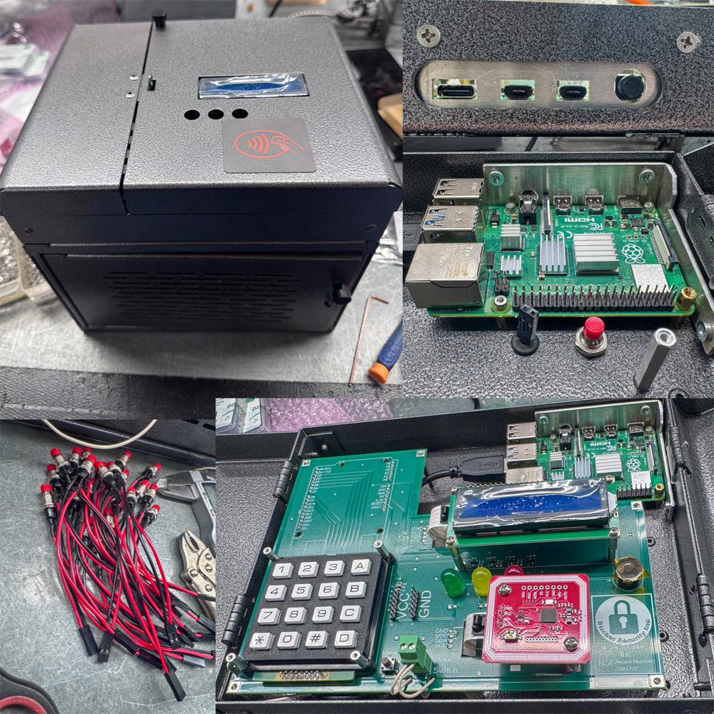 consumer electronics assembly with raspberry pi, keypad, lcd, rfid reader, and modular switch harness by journey electronics